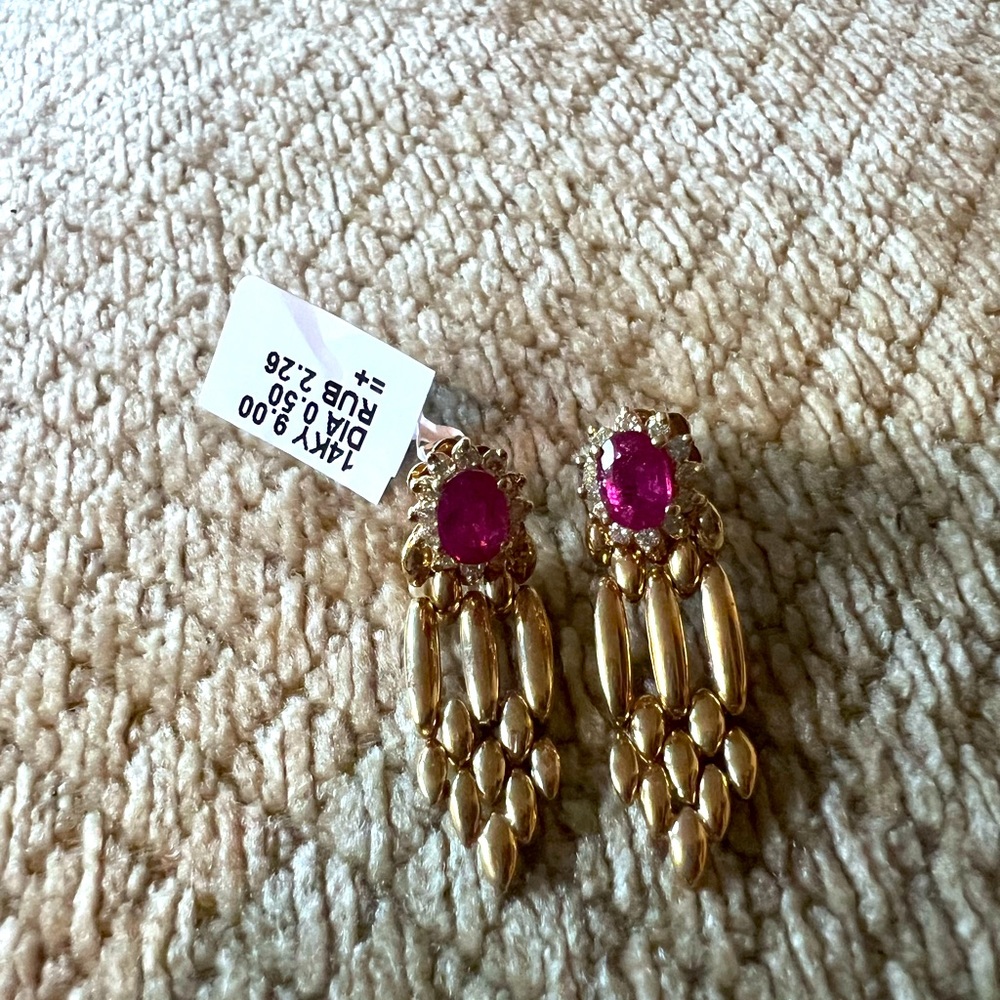 Ruby Diamond Earrings - image 1